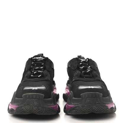 Balenciaga Fabric Mesh Clear Sole Womens Triple S Sneakers 35 Black Pink Neon 3 of 8