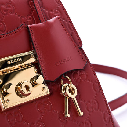 Gucci Guccissima Signature Padlock Backpack Hibiscus Red 6 of 9