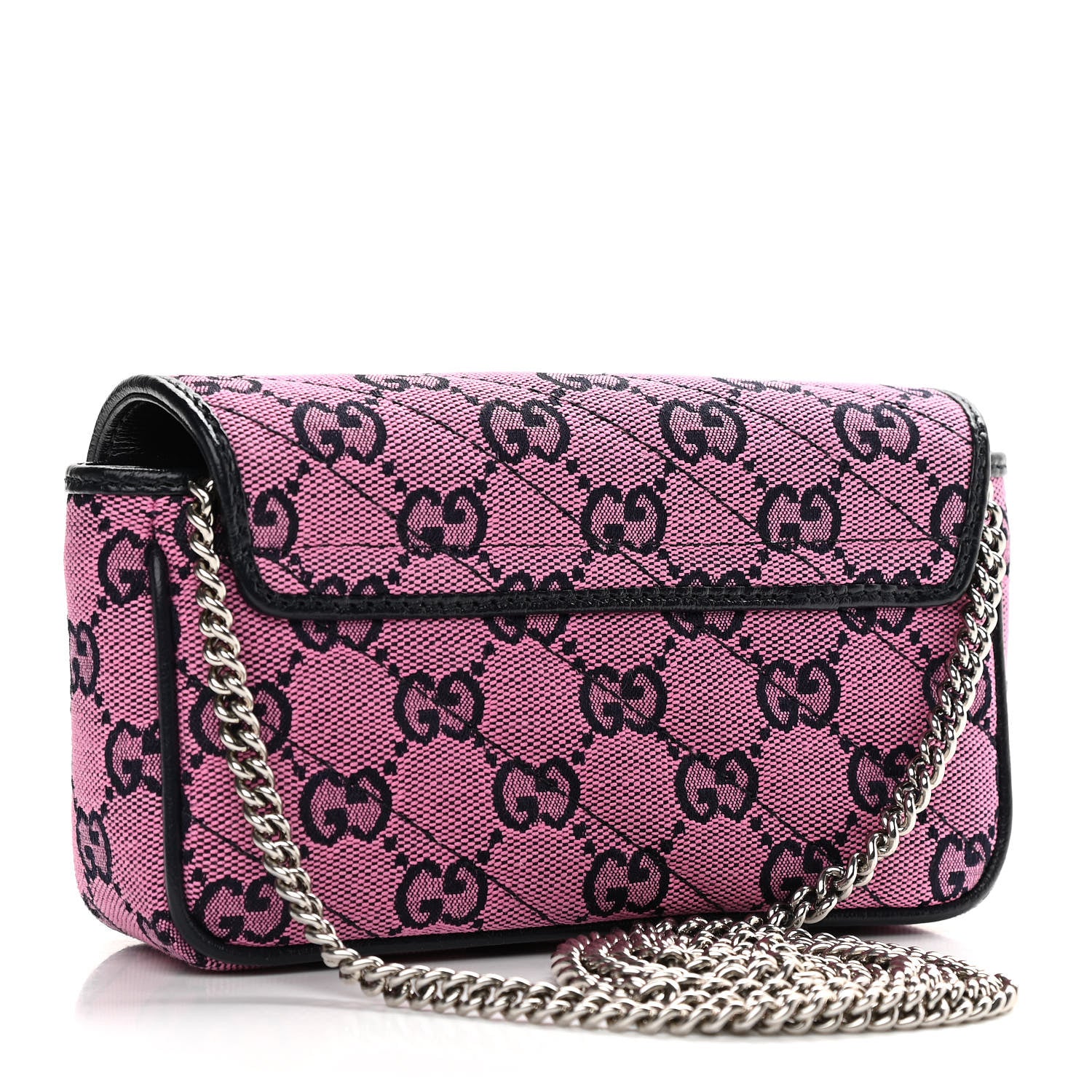 Gucci Monogram Multicolor Matelasse Diagonal Super Mini GG Marmont Shoulder Bag Pink Blue 3 of 10