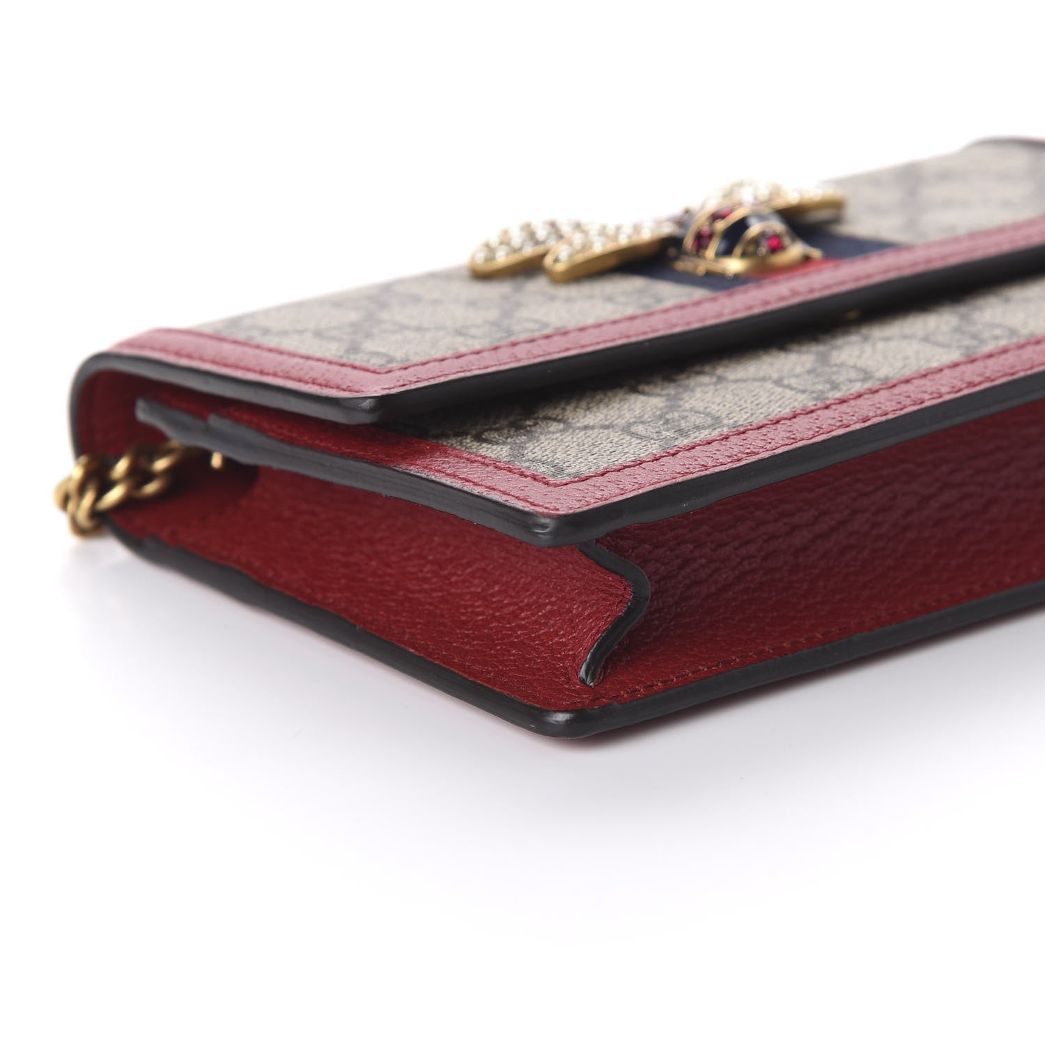 Gucci GG Supreme Monogram Web Queen Margaret Chain Wallet Red 6 of 9