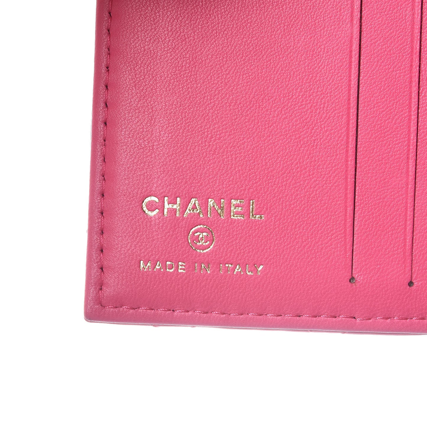 Lambskin Quilted Card Holder Wallet Fuchsia