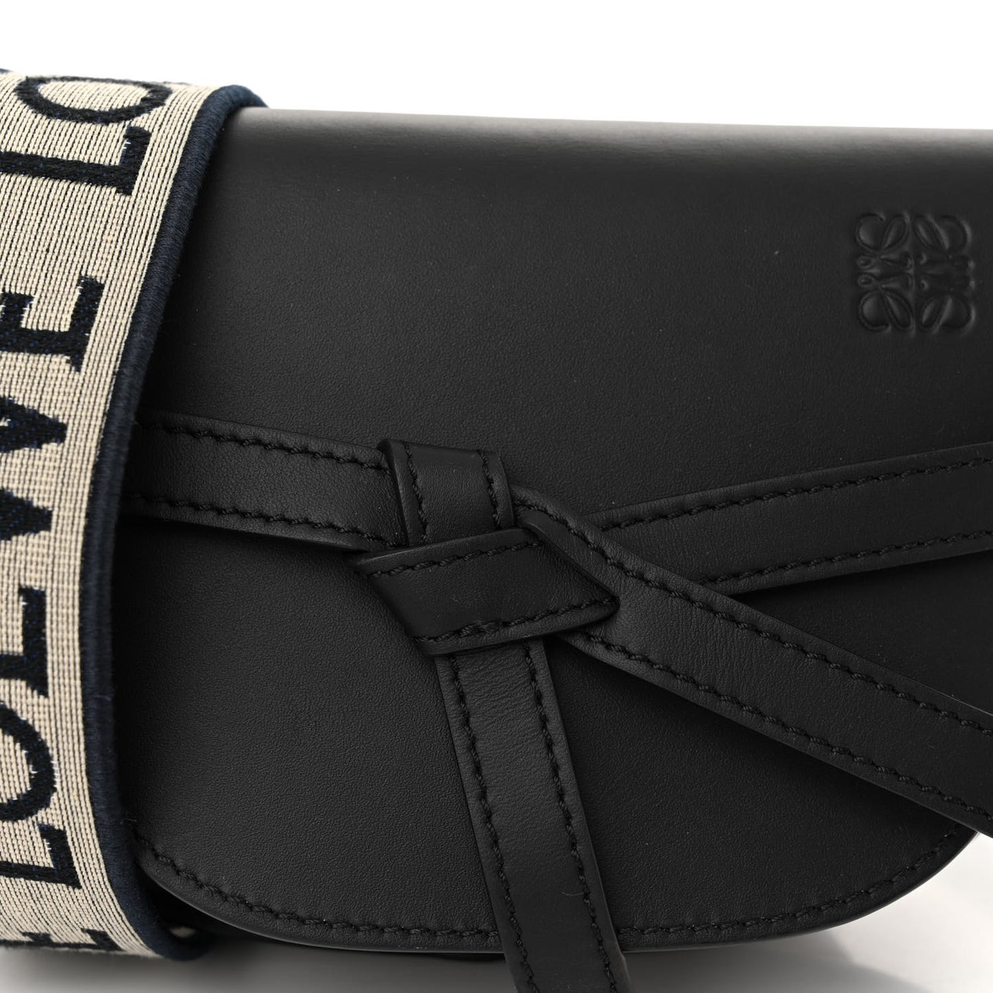 Calfskin Jacquard Mini Gate Dual Bag Black