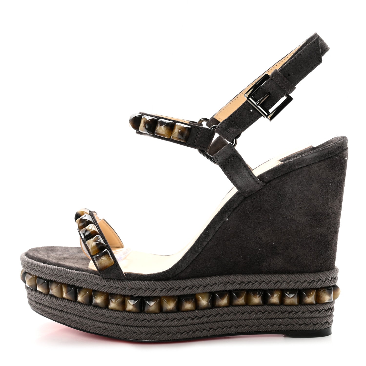 Christian Louboutin Veau Velours Cataclou 120 Wedge Sandals 37 Sand 1 of 7