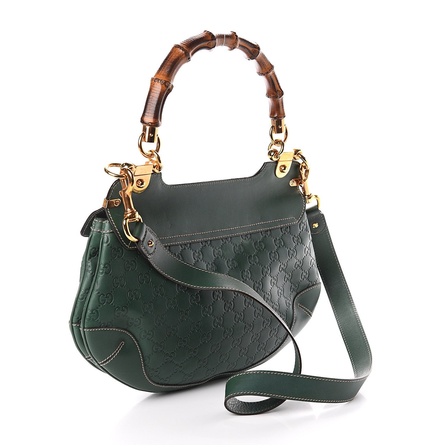 Gucci Guccissima Peggy Bamboo Top Handle Bag Green 2 of 8