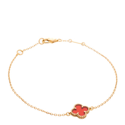 Van Cleef & Arpels 18K Rose Gold Carnelian Sweet Alhambra Bracelet 1 of 5