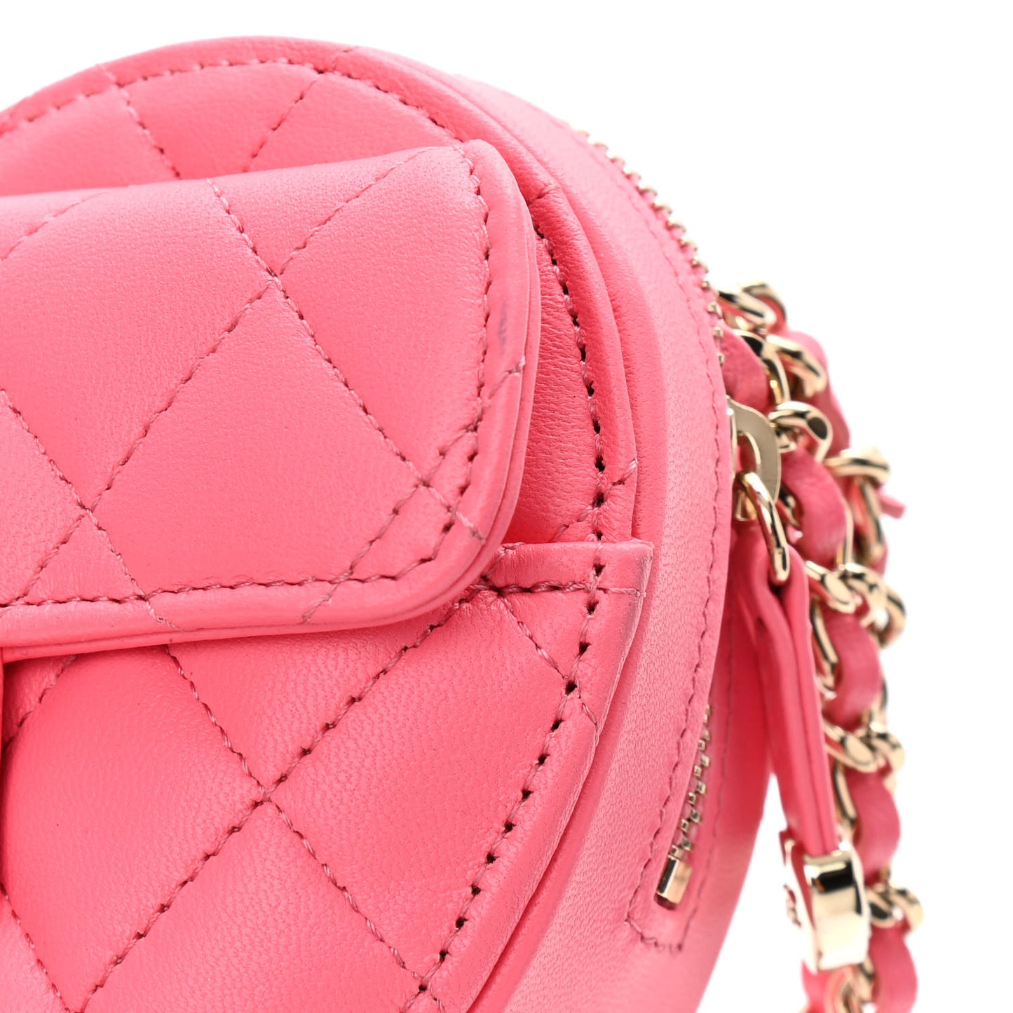 Lambskin Quilted CC In Love Heart Clutch With Chain Pink