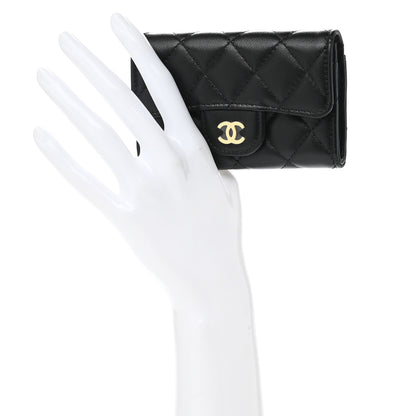 Chanel Lambskin Quilted Flap Card Holder Wallet Black 2 of 9