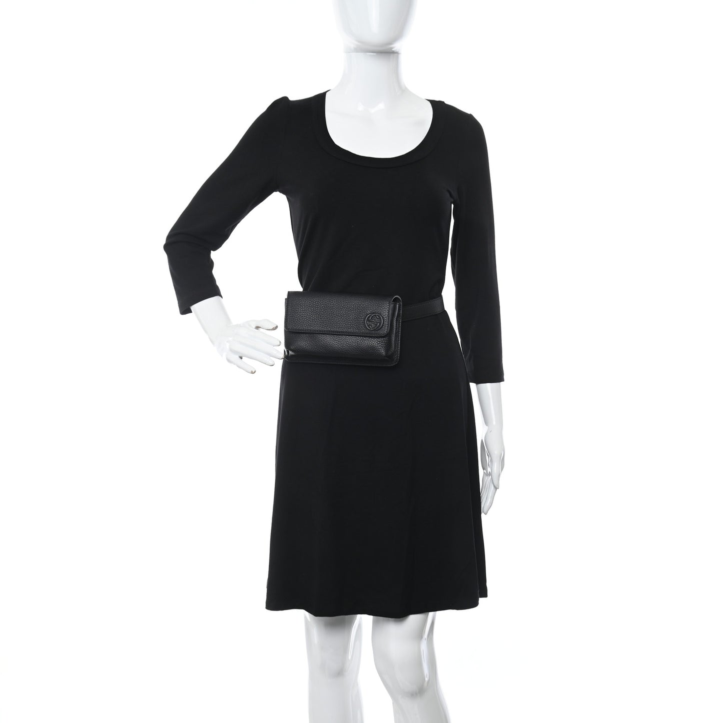 Pebbled Calfskin Soho Flap Belt Bag Black