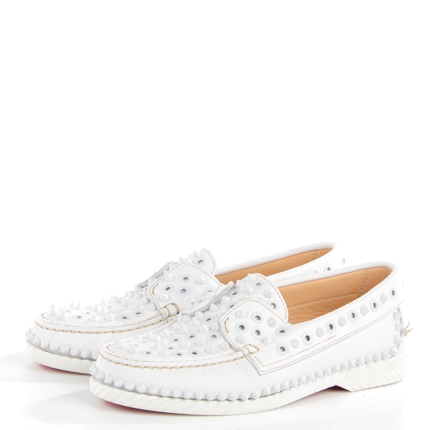 Christian Louboutin Calfskin Yacht Spikes Loafers 38.5 White 3 of 6