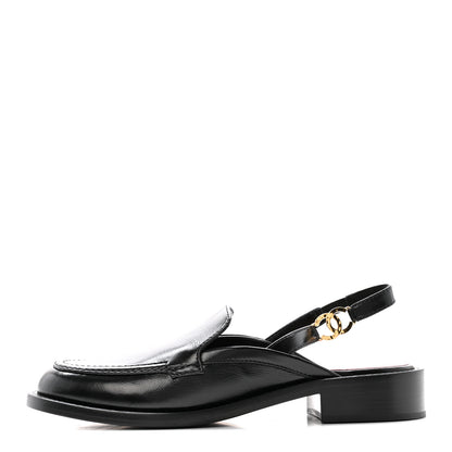 Chanel Glazed Calfskin CC Slingback Flats 38.5 Black 1 of 12