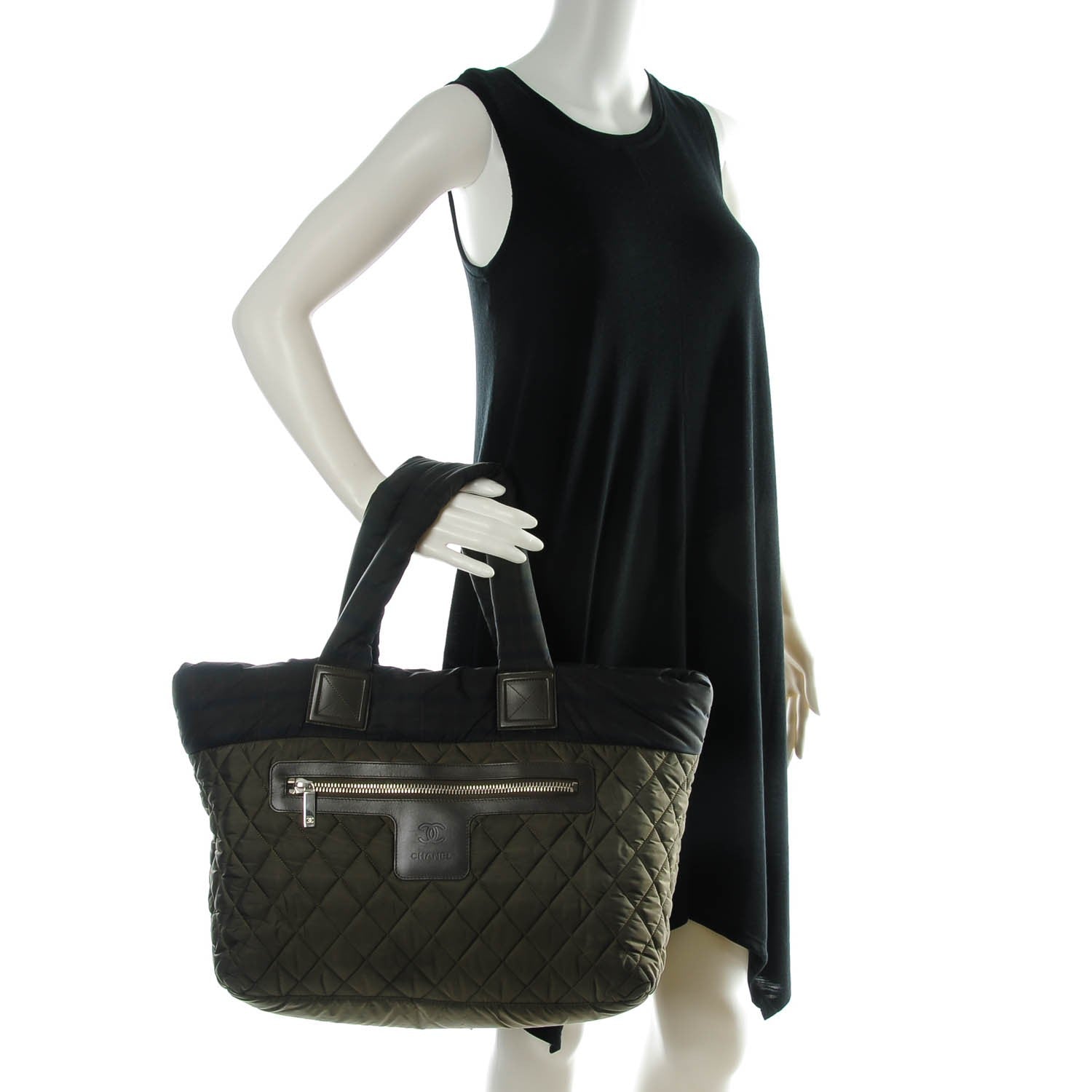 Chanel Nylon Quilted Medium Coco Cocoon Tote Khaki 2 of 7
