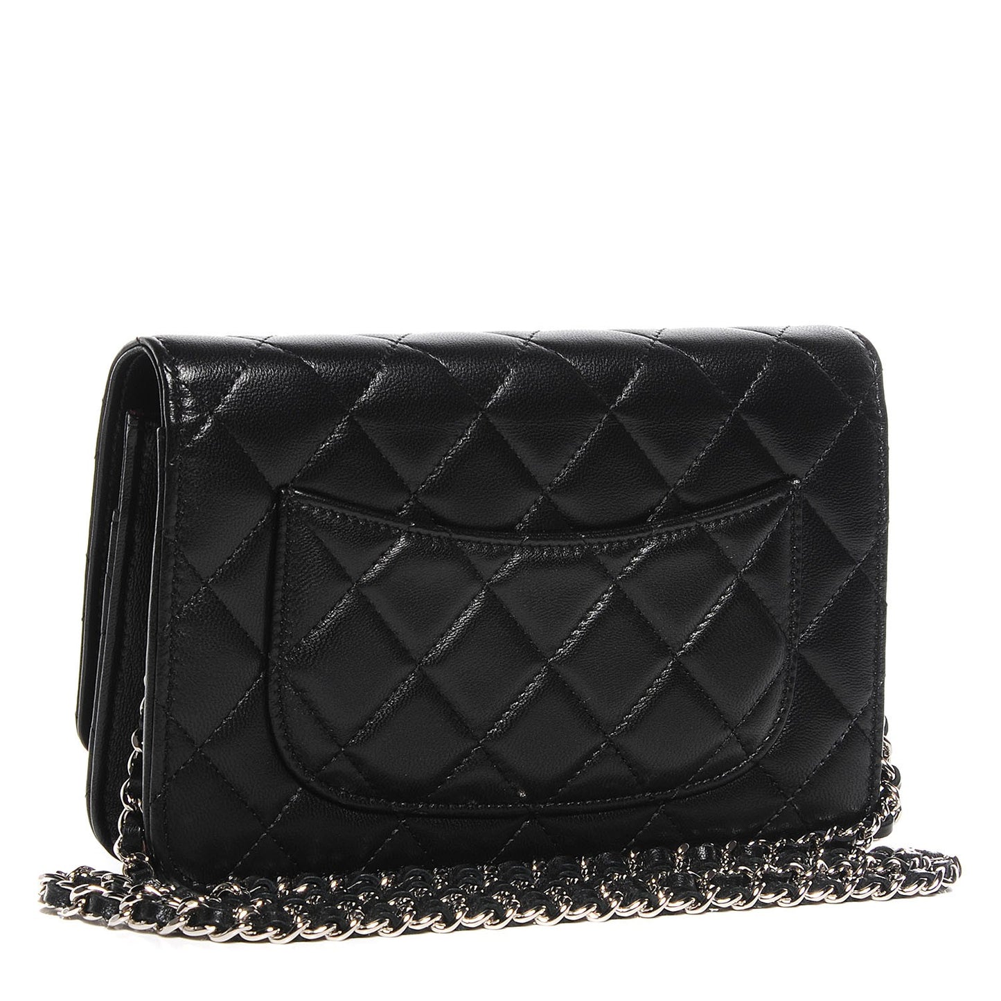 Lambskin Quilted Wallet On Chain WOC Black