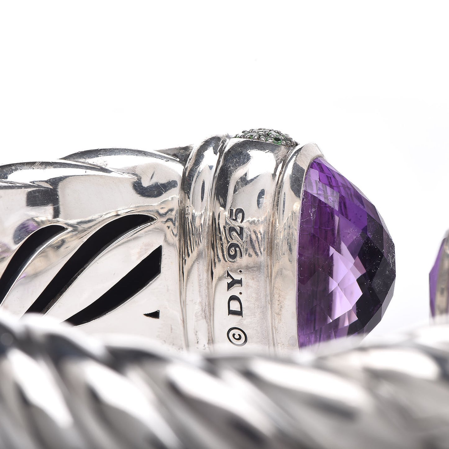 Sterling Silver Amethyst Tsavorite 25mm Waverly Bracelet