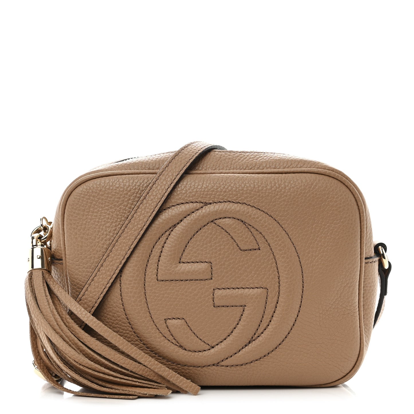 Pebbled Calfskin Small Soho Disco Bag Camelia