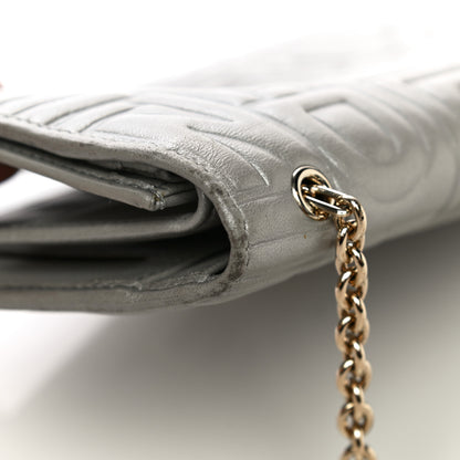 Fendi Metallic Nappa Logo Embossed Long Wallet On Chain Silver 25 of 26