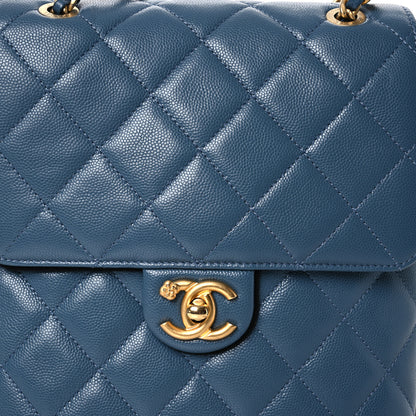 Chanel Caviar Quilted Camellia Chain Around Backpack Blue 8 of 11