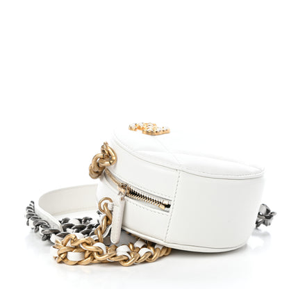 Chanel Goatskin Quilted Chanel 19 Round Clutch With Chain White 4 of 10