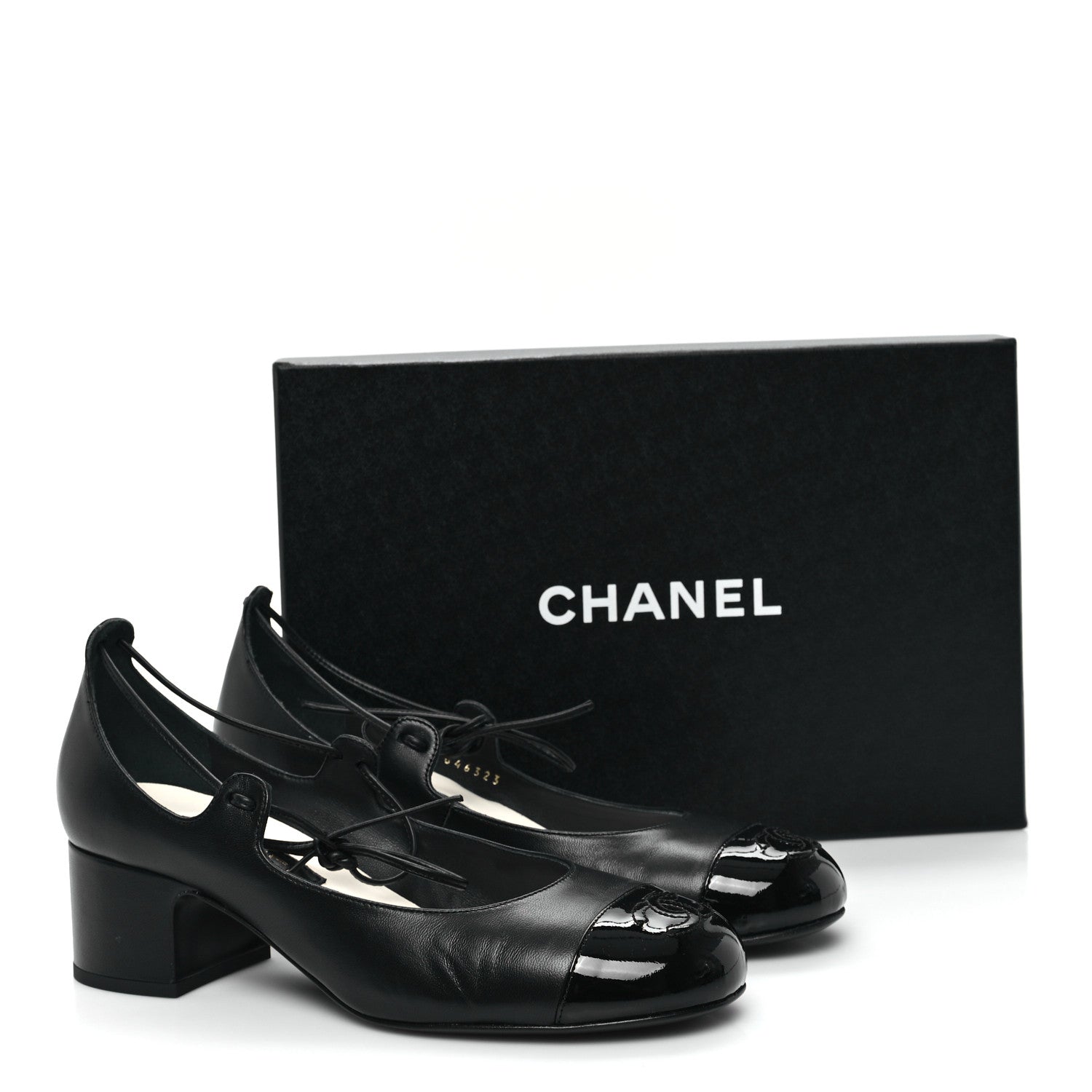 Chanel Lambskin Patent Cap Toe CC Mary Jane Pumps 38 Black 10 of 10