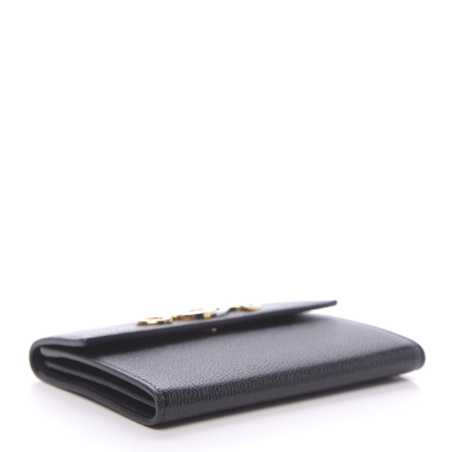 Grainy Calfskin Zumi Flap Card Case Black