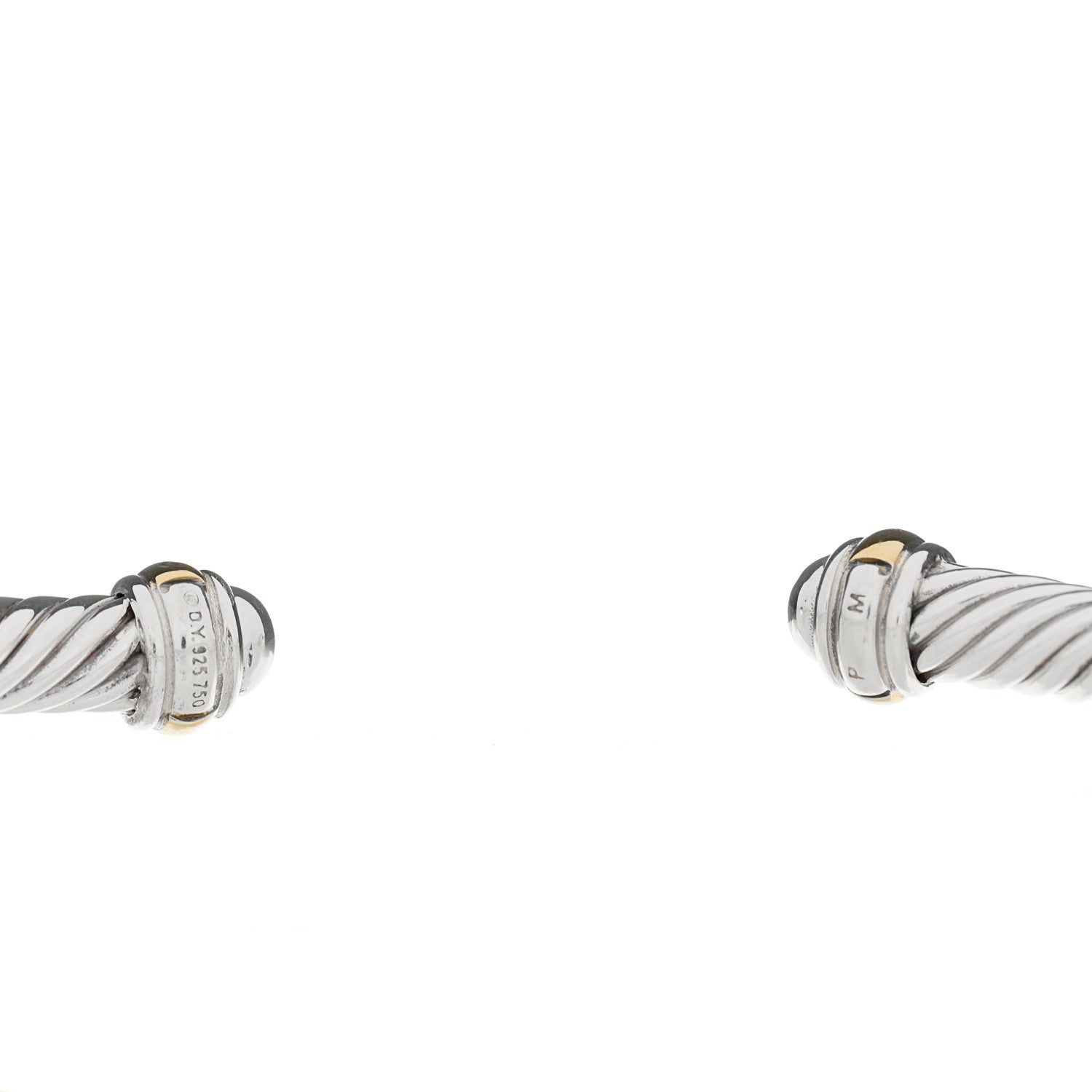 David Yurman Sterling Silver 18K Yellow Gold 4mm Cable Classics Bracelet 3 of 3