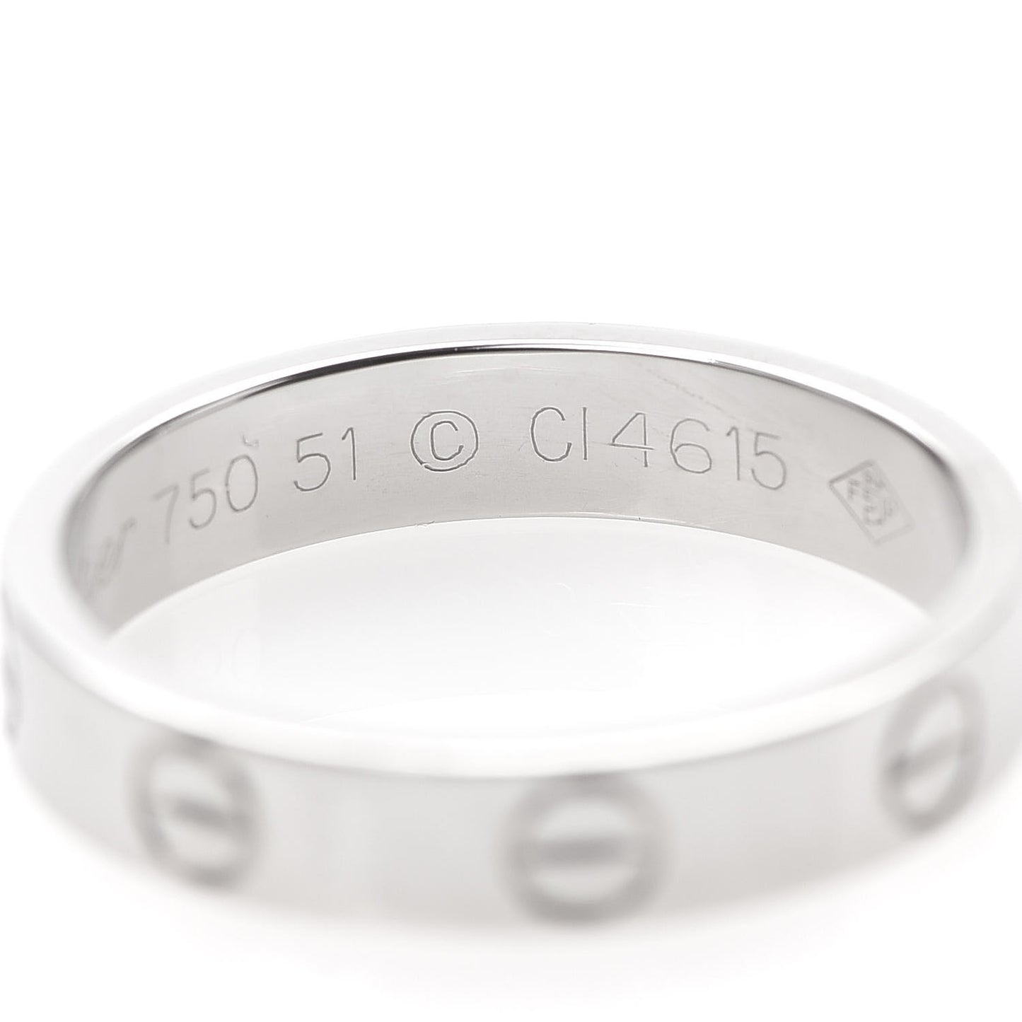 18K White Gold 3.5mm LOVE Wedding Band Ring 51 5.75