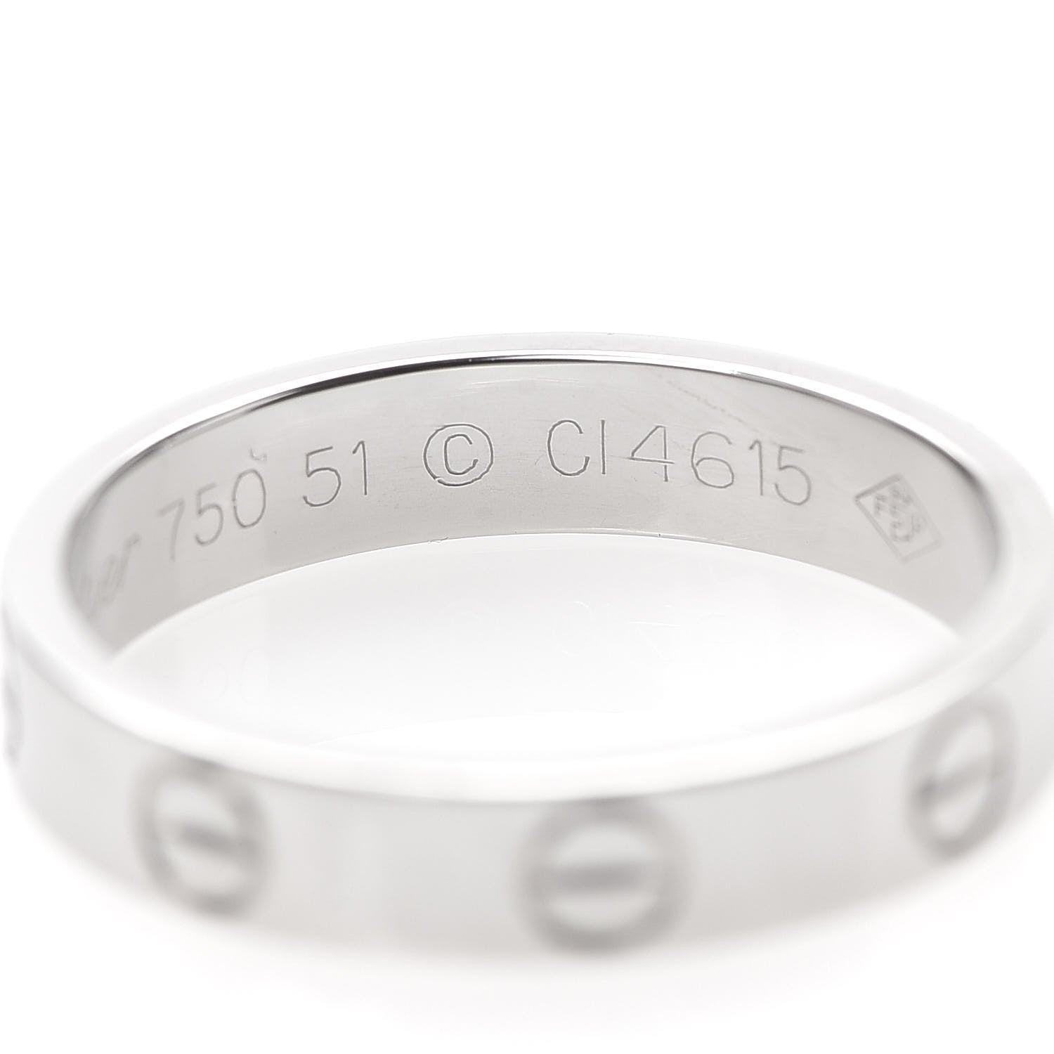 Cartier 18K White Gold 3.5mm LOVE Wedding Band Ring 51 5.75 5 of 5