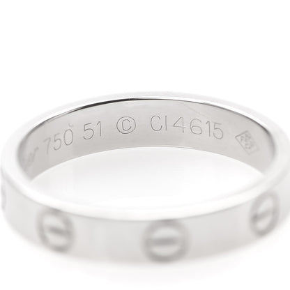 Cartier 18K White Gold 3.5mm LOVE Wedding Band Ring 51 5.75 5 of 5