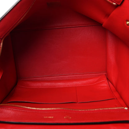 Celine Drummed Calfskin Suede Medium Trapeze Coquelicot 5 of 23