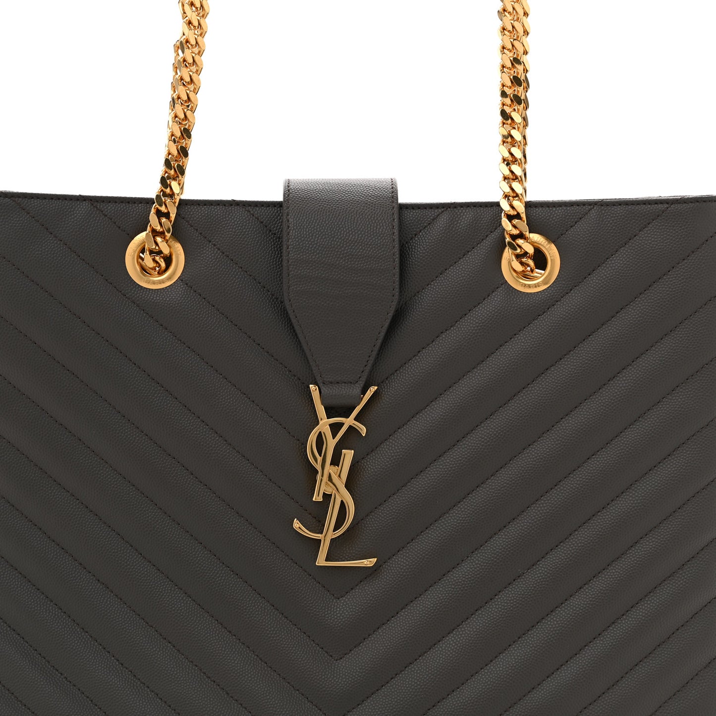 Grain De Poudre Matelasse Chevron Monogram Shopping Bag Fog