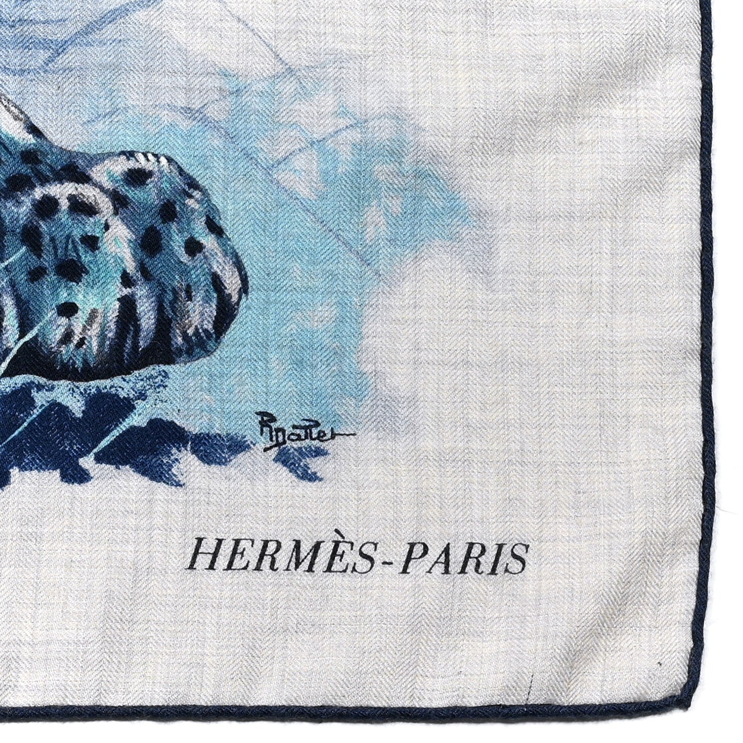Hermes Cashmere Silk Panthera Pardus Scarf 140 Gris Chine Marine Turquoise 2 of 7