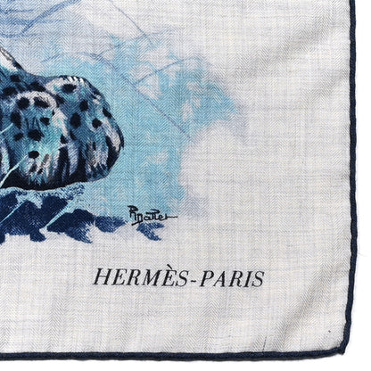 Hermes Cashmere Silk Panthera Pardus Scarf 140 Gris Chine Marine Turquoise 2 of 7