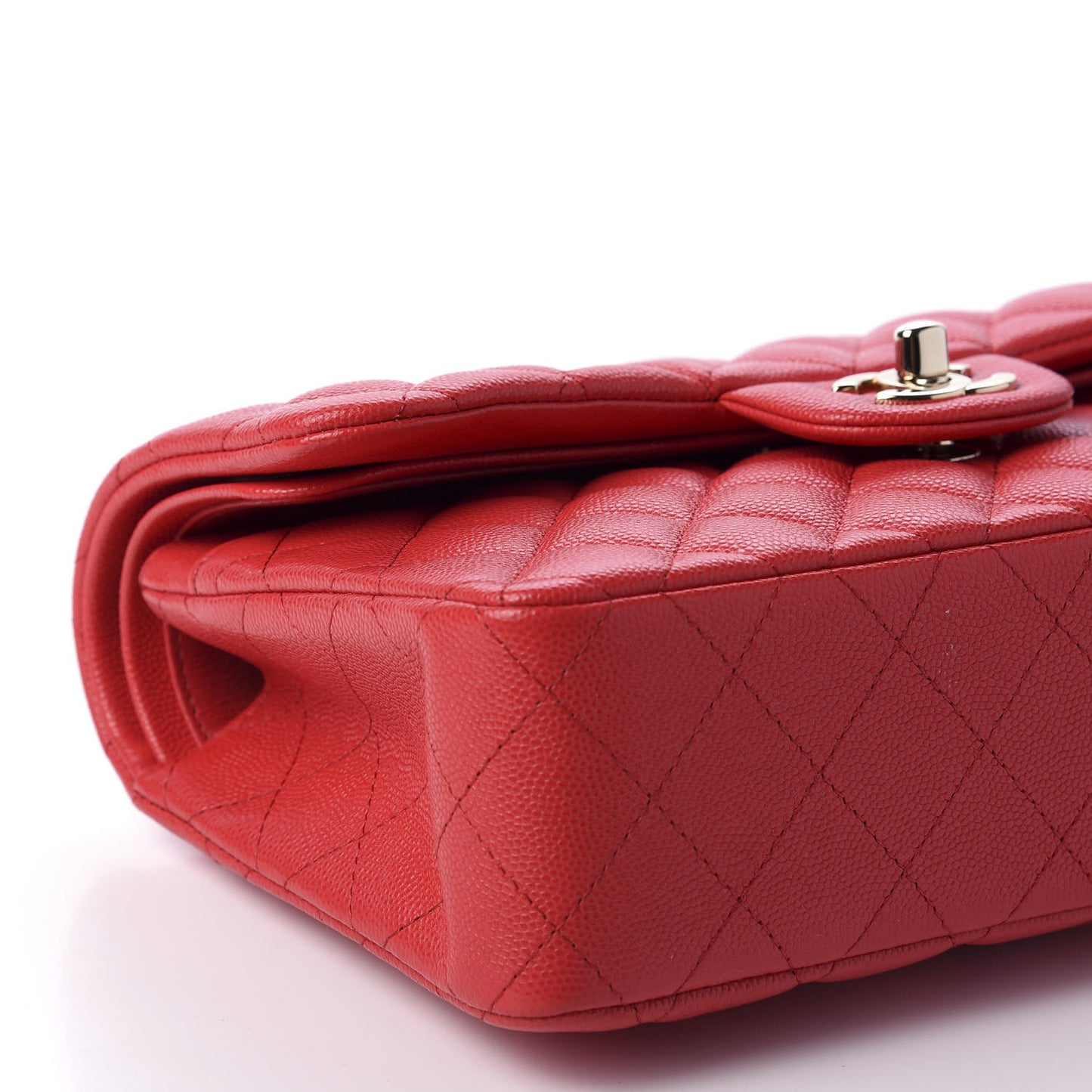 Caviar Quilted Small Double Flap Red