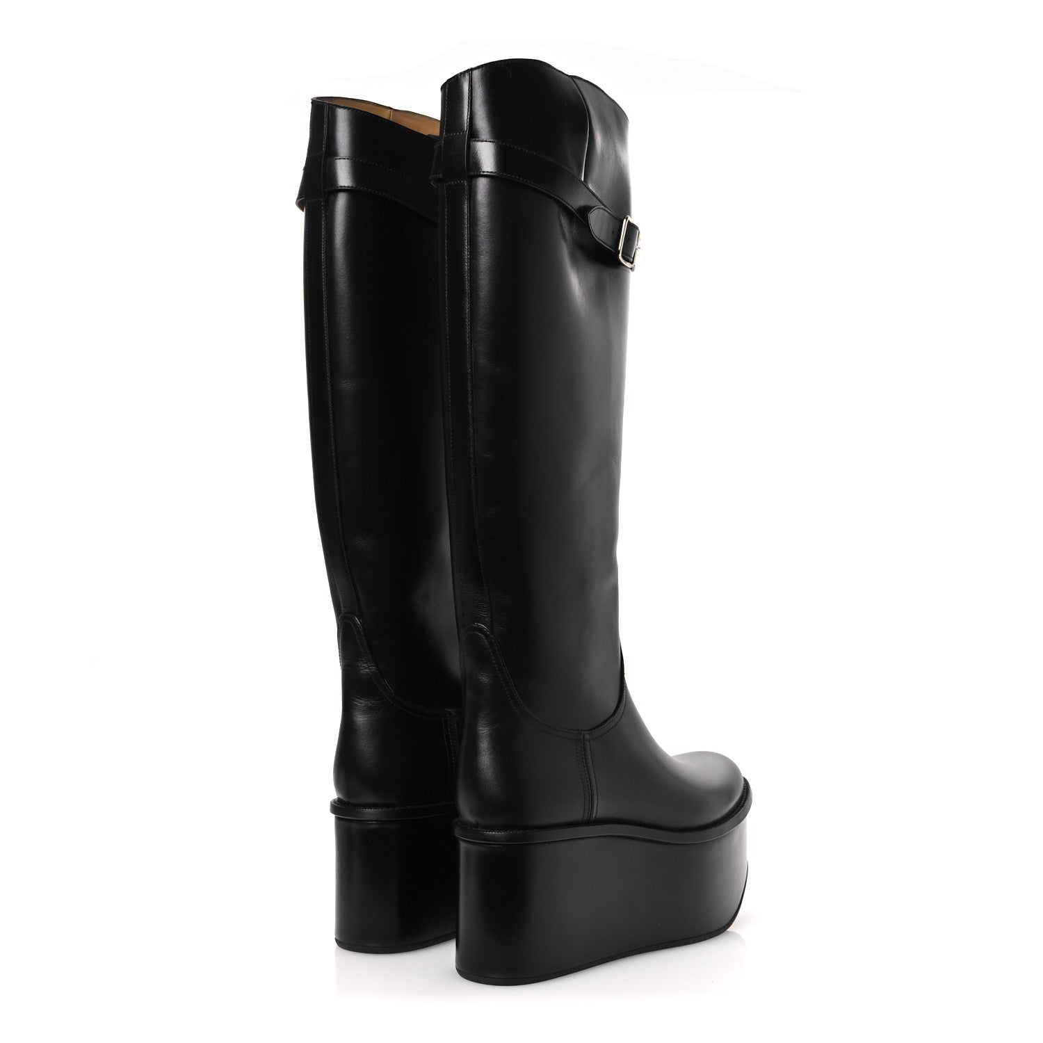 Loewe Calfskin Wedge Riding Boots 38 Black 5 of 10