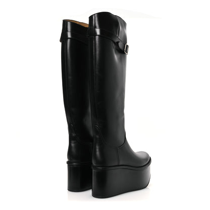 Loewe Calfskin Wedge Riding Boots 38 Black 5 of 10