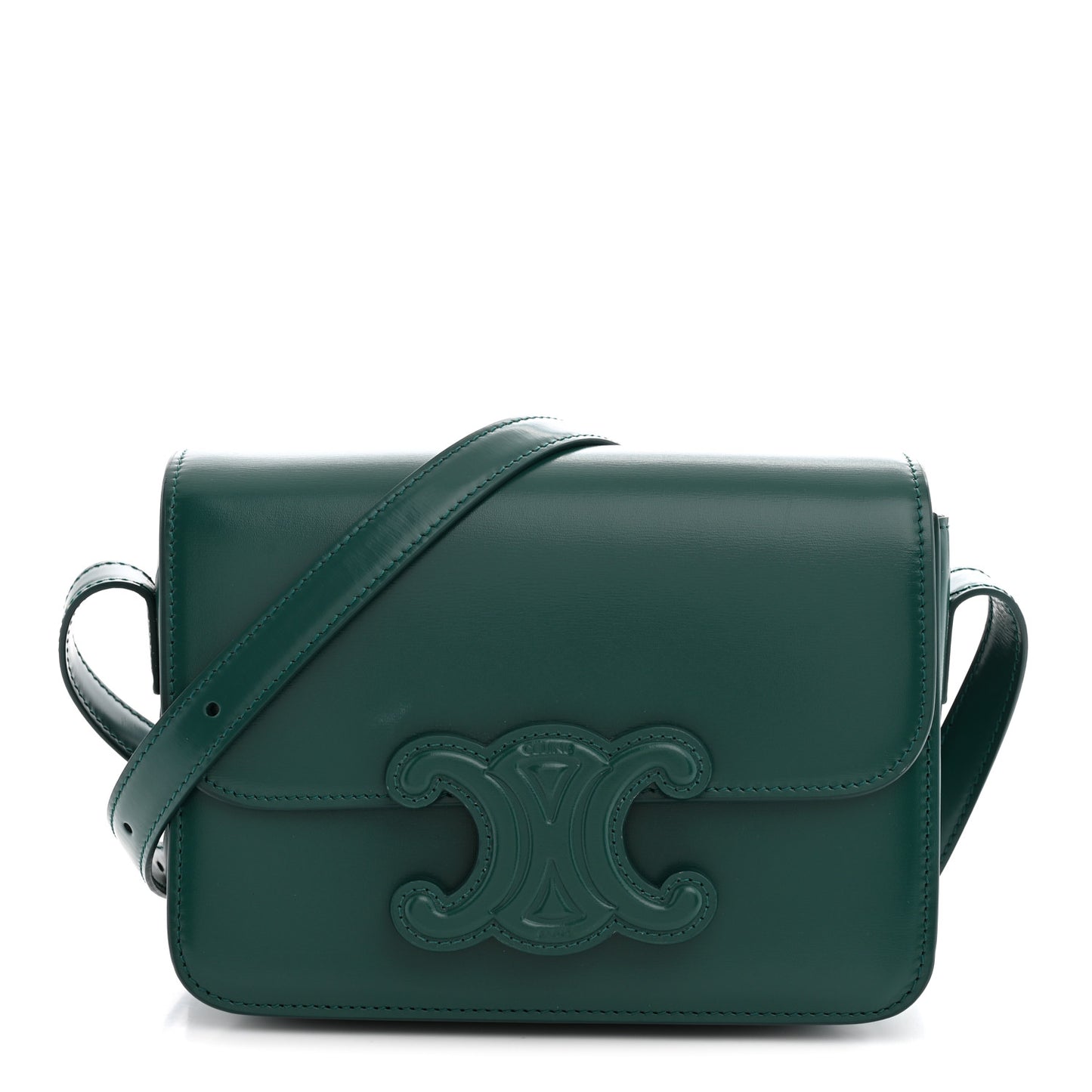 Shiny Calfskin Teen Cuir Triomphe Pine Green