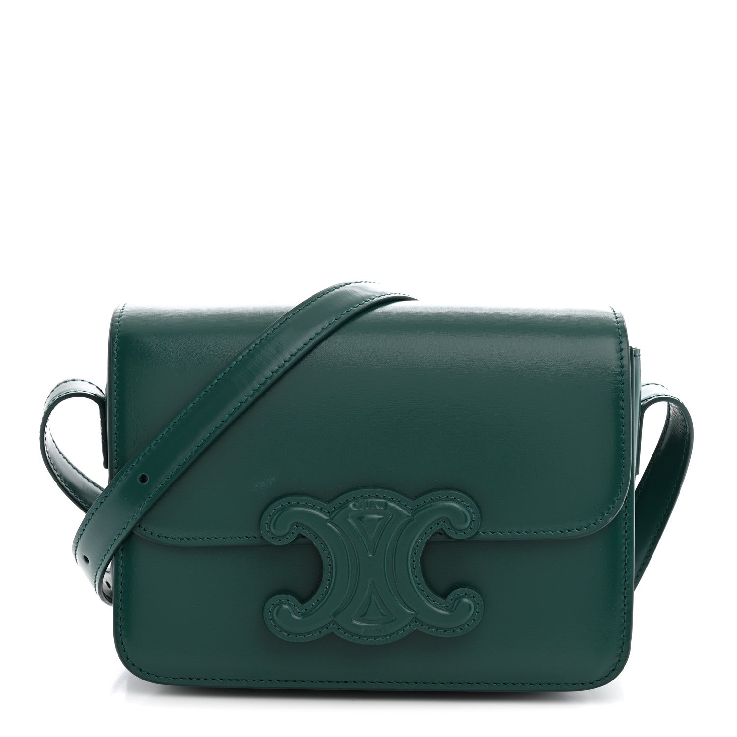Celine Shiny Calfskin Teen Cuir Triomphe Pine Green 1 of 10