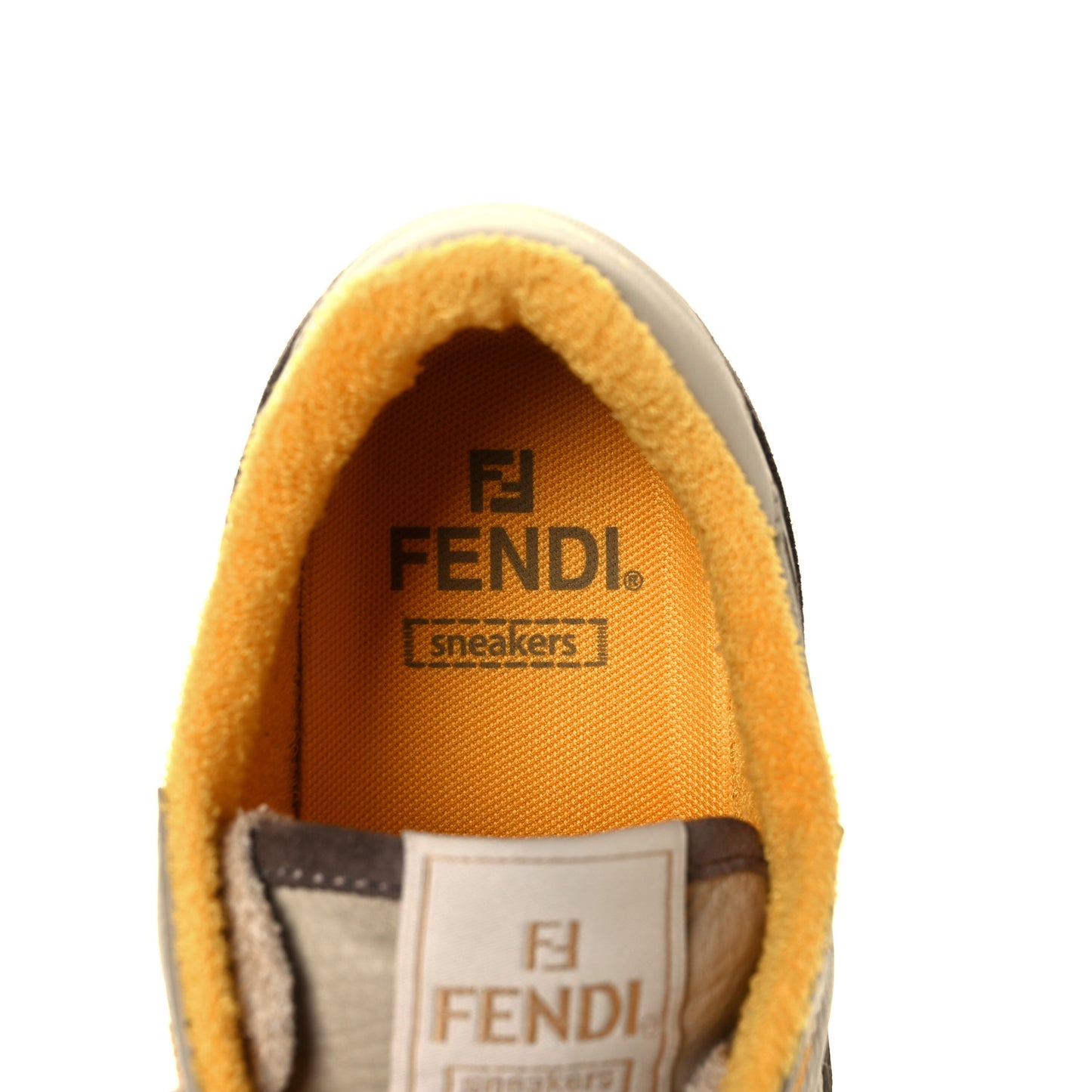 Calfskin Suede Fendi Match Low Top Sneakers 38 Dodo Straw Yellow