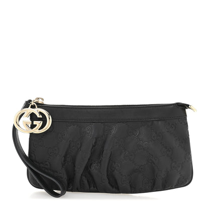 Gucci Guccissima Signature New Britt Wristlet Black 1 of 10