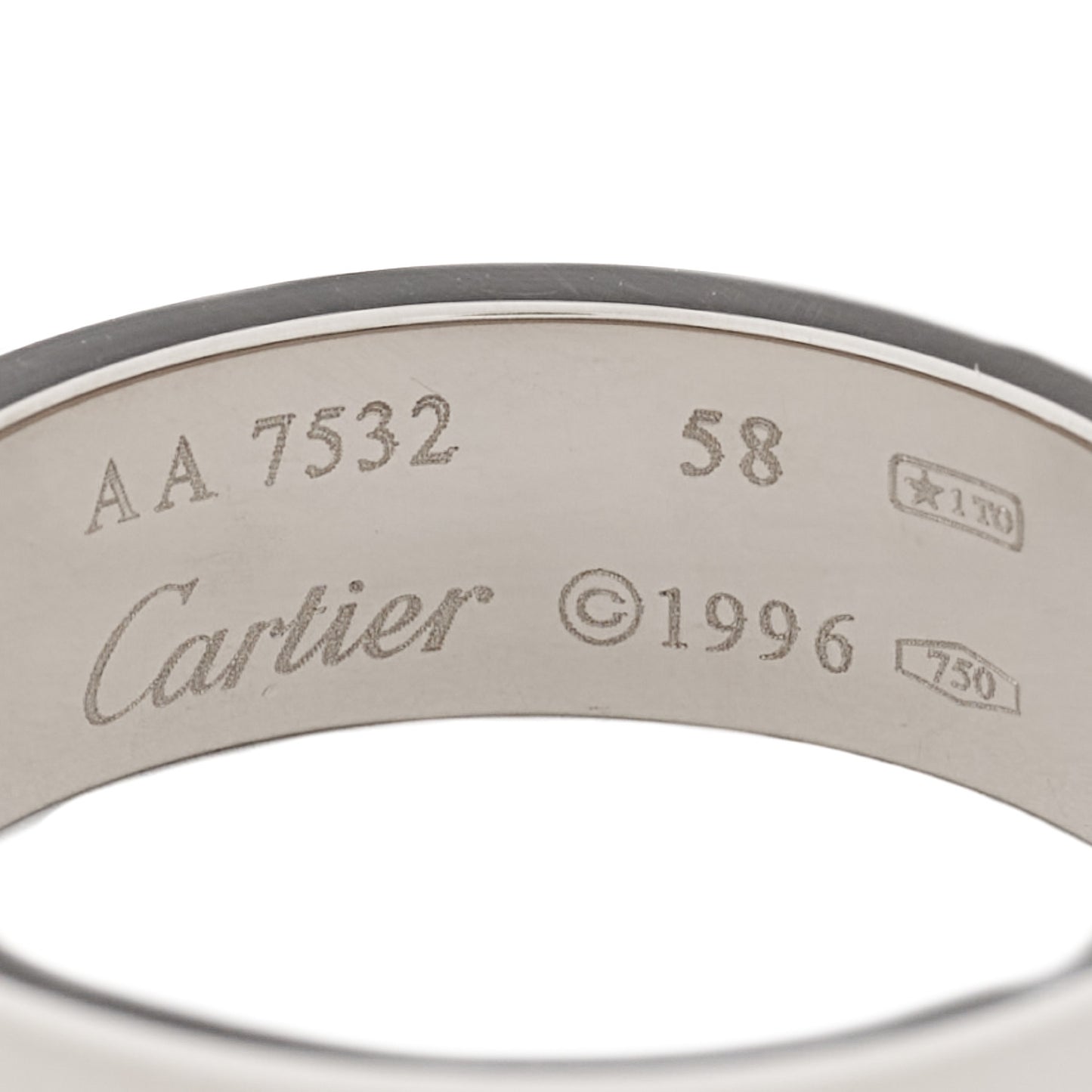 18K White Gold 5.5mm LOVE Ring 58 8.25