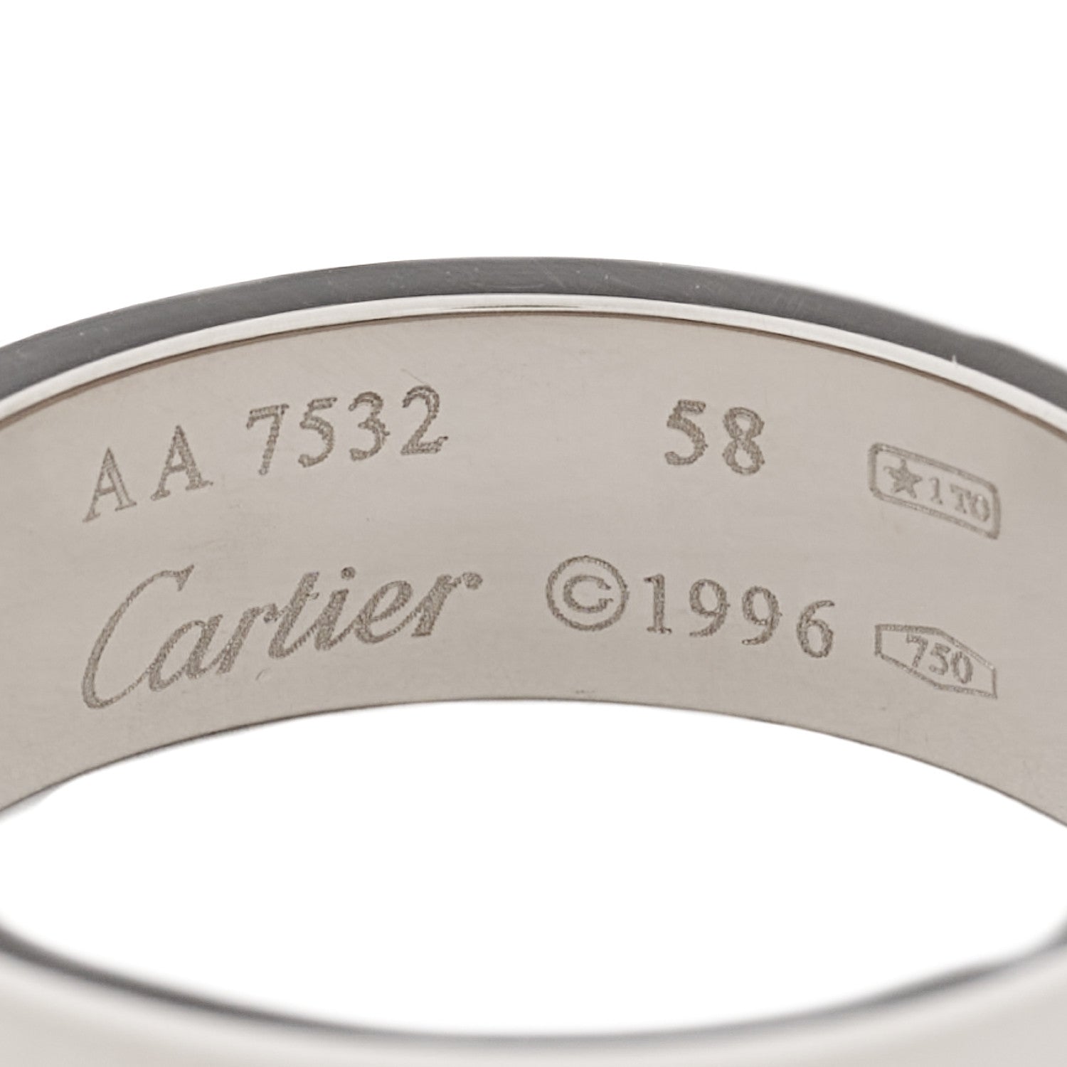 Cartier 18K White Gold 5.5mm LOVE Ring 58 8.25 4 of 4