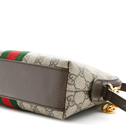 Gucci GG Supreme Monogram Textured Dollar Calfskin Web Small Ophidia Dome Shoulder Bag Beige Ebony New Acero 10 of 13