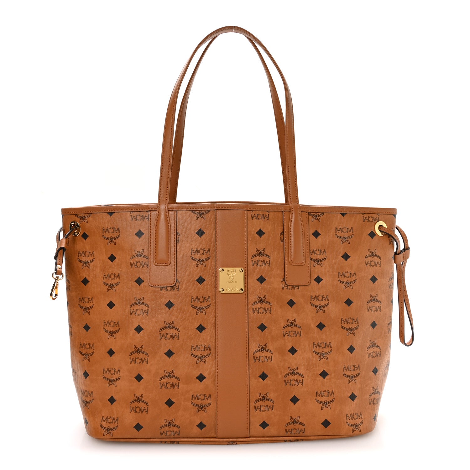 MCM Visetos Medium Liz Reversible Shopper Tote Cognac 1 of 16