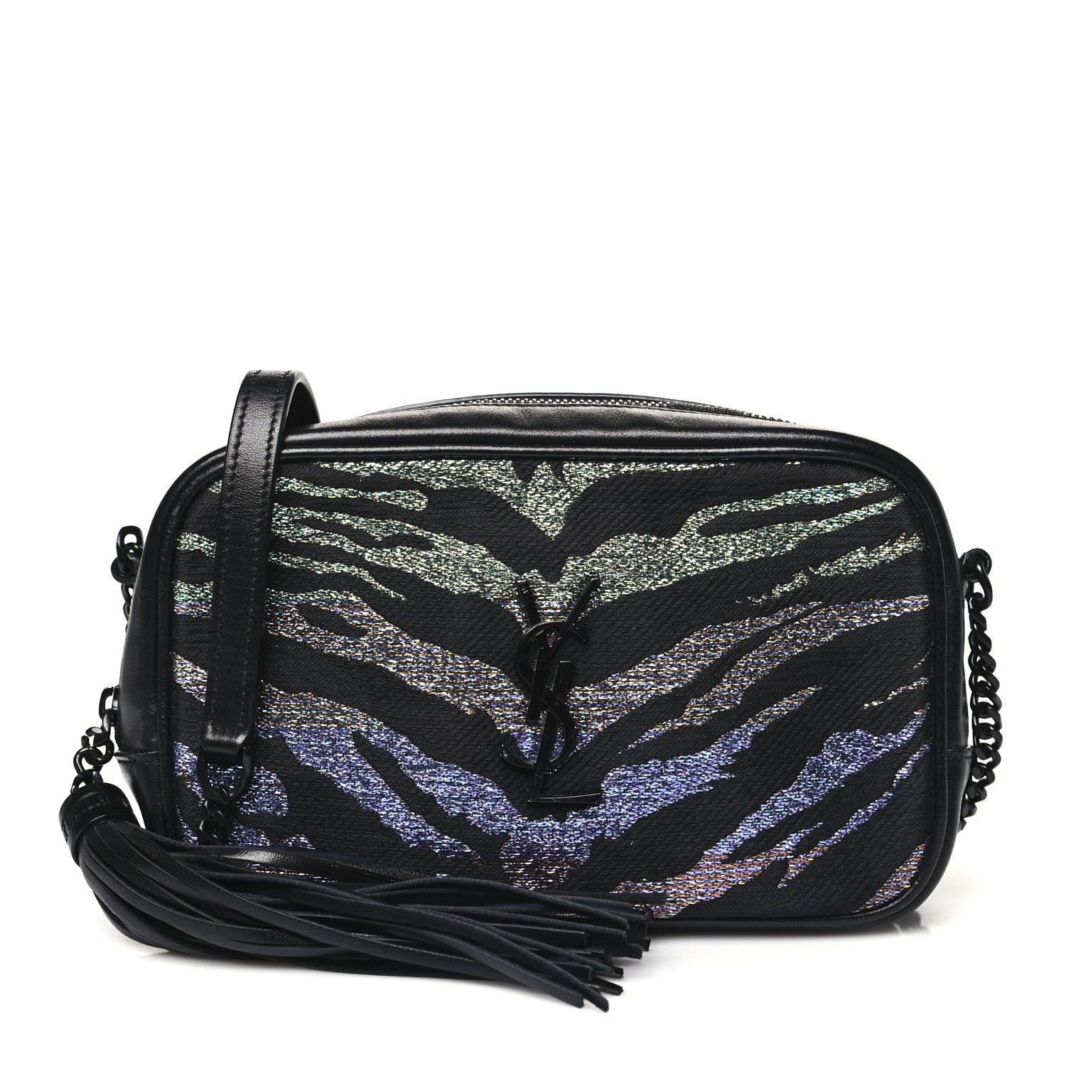 Saint Laurent Canvas Calfskin Metallic Tiger Print Monogram Mini Lou Camera Bag Multicolor 1 of 11