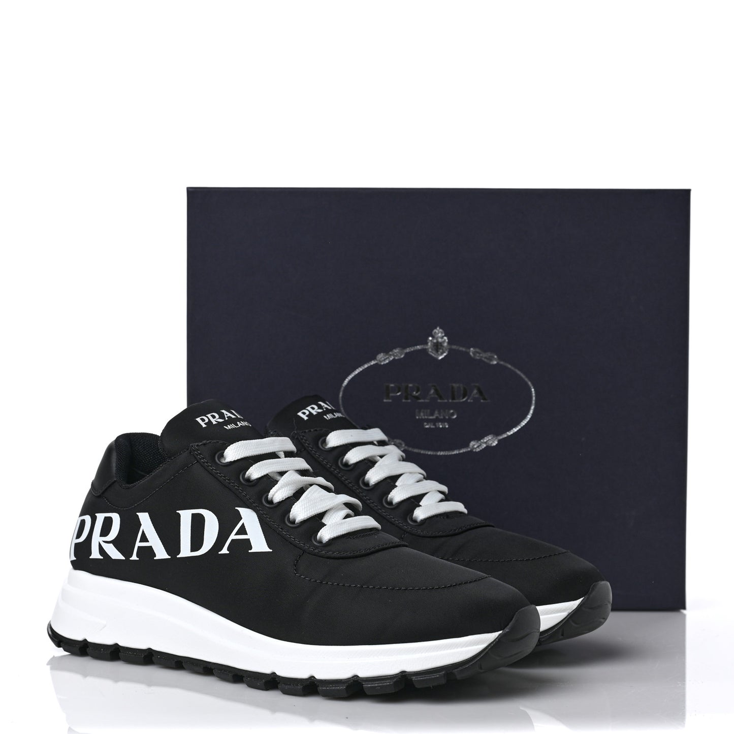 Nylon Gabardine Logo Sneakers 39 Black White