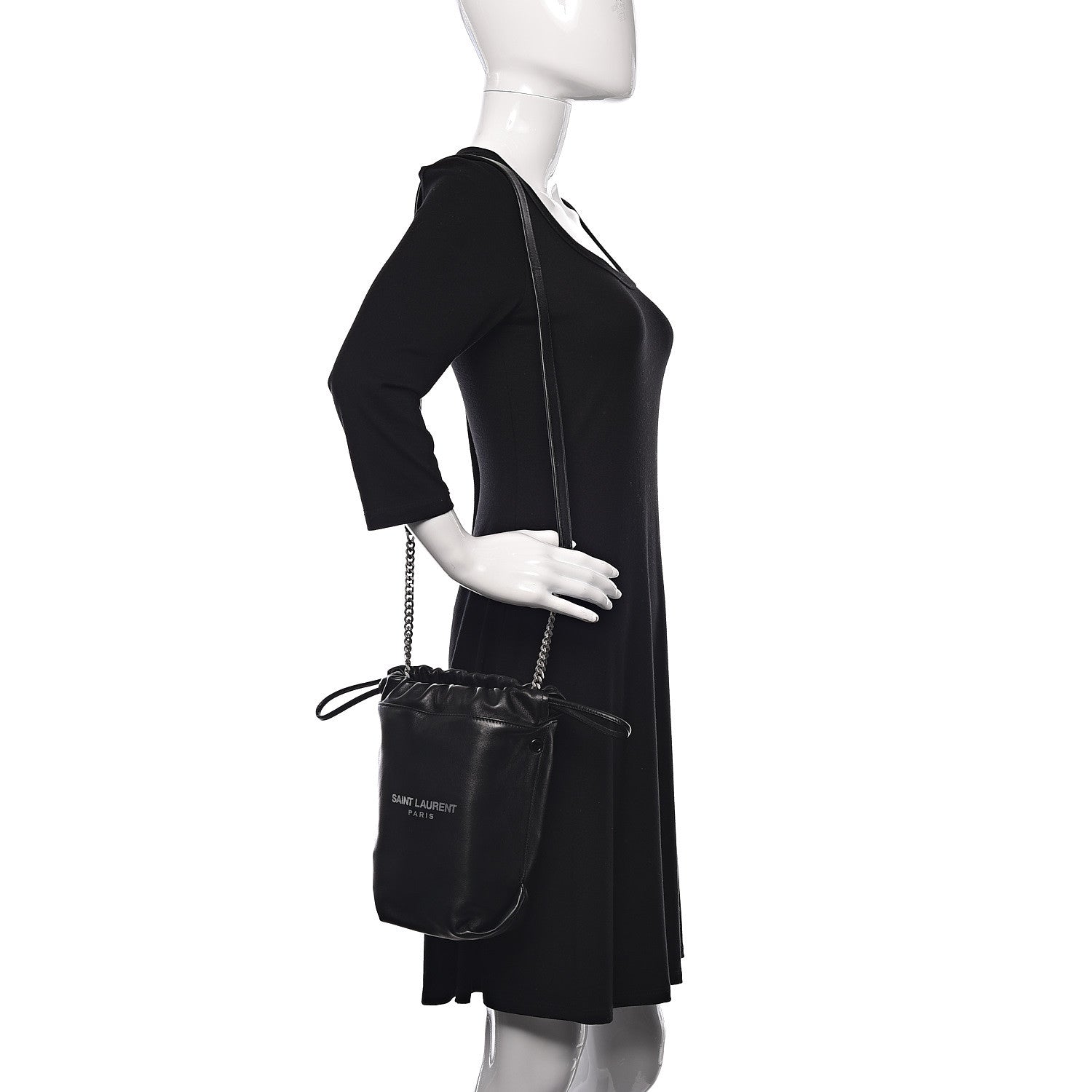 Saint Laurent Lambskin Small Teddy Bucket Bag Black 2 of 10