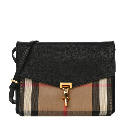 Burberry Derby Calfskin House Check Small Macken Crossbody Bag Black 1 of 10