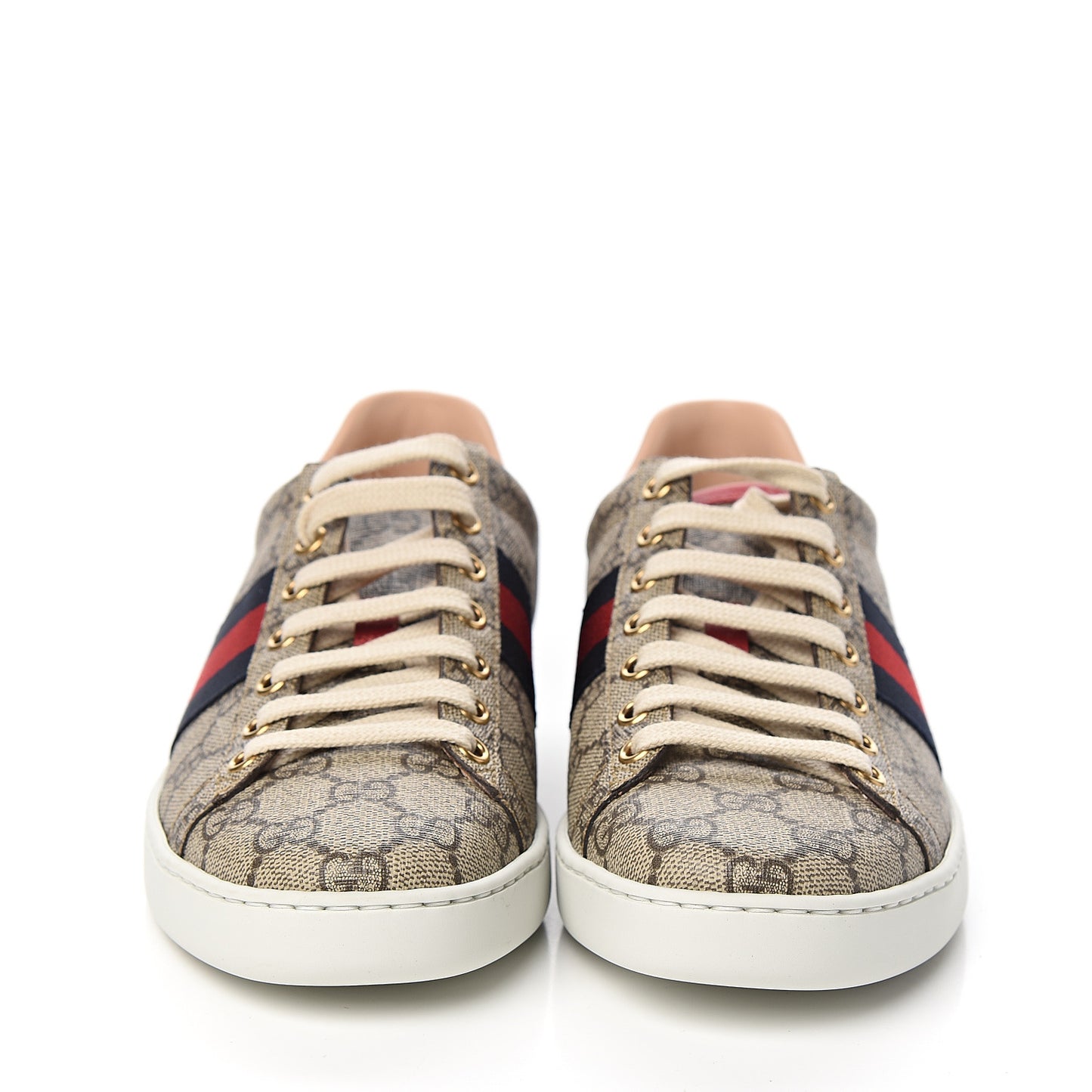 GG Supreme Monogram Womens Ace Low-Top Sneaker 37.5 Beige
