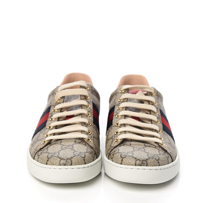 Gucci GG Supreme Monogram Womens Ace Low-Top Sneaker 37.5 Beige 2 of 9