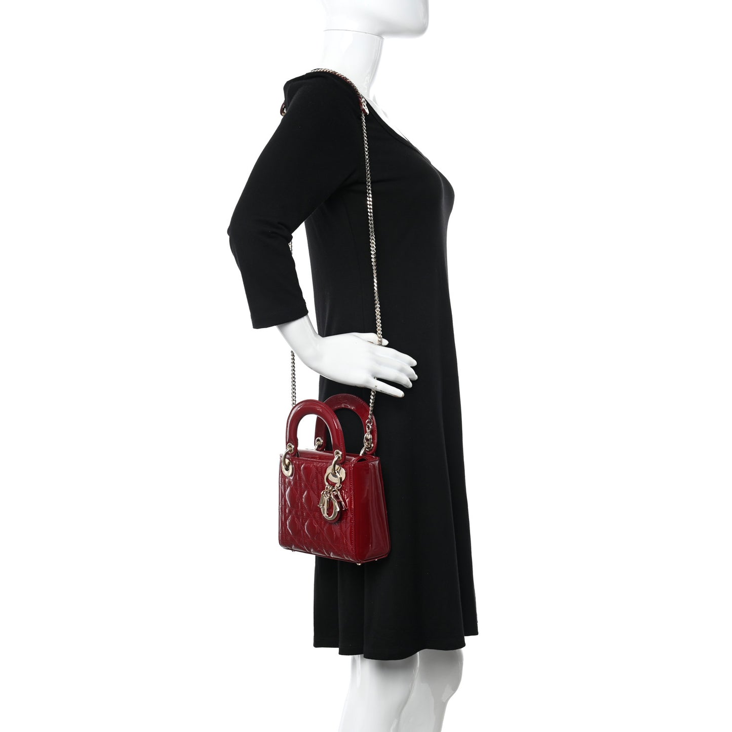 Patent Cannage Mini Lady Dior Red
