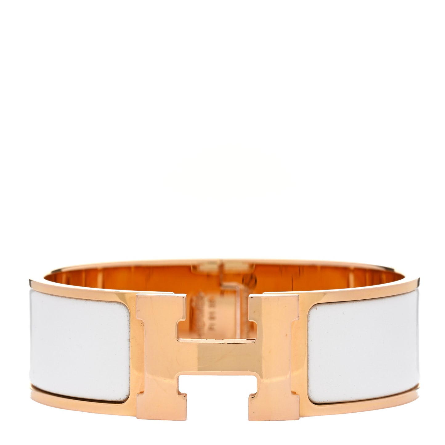 Enamel Wide Clic Clac H Bracelet GM White